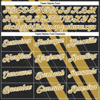 Custom Black Old Gold-White 3D Bowling Line Shape Performance Polo Shirt photo 4