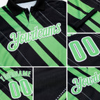 Custom Black Pea Green-White 3D Bowling Line Shape Performance Polo Shirt detail