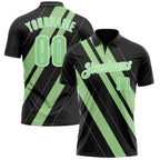 Custom Black Pea Green-White 3D Bowling Line Shape Performance Polo Shirt photo 1