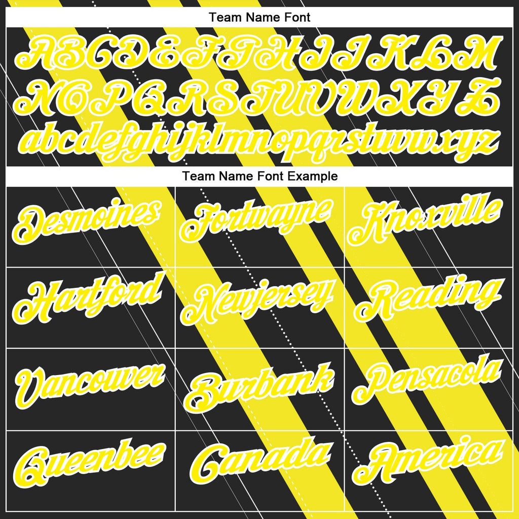 Custom Black Light Yellow-White 3D Bowling Line Shape Performance Polo Shirt photo 4