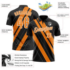 Custom Black Bay Orange-White 3D Bowling Line Shape Performance Polo Shirt photo 3