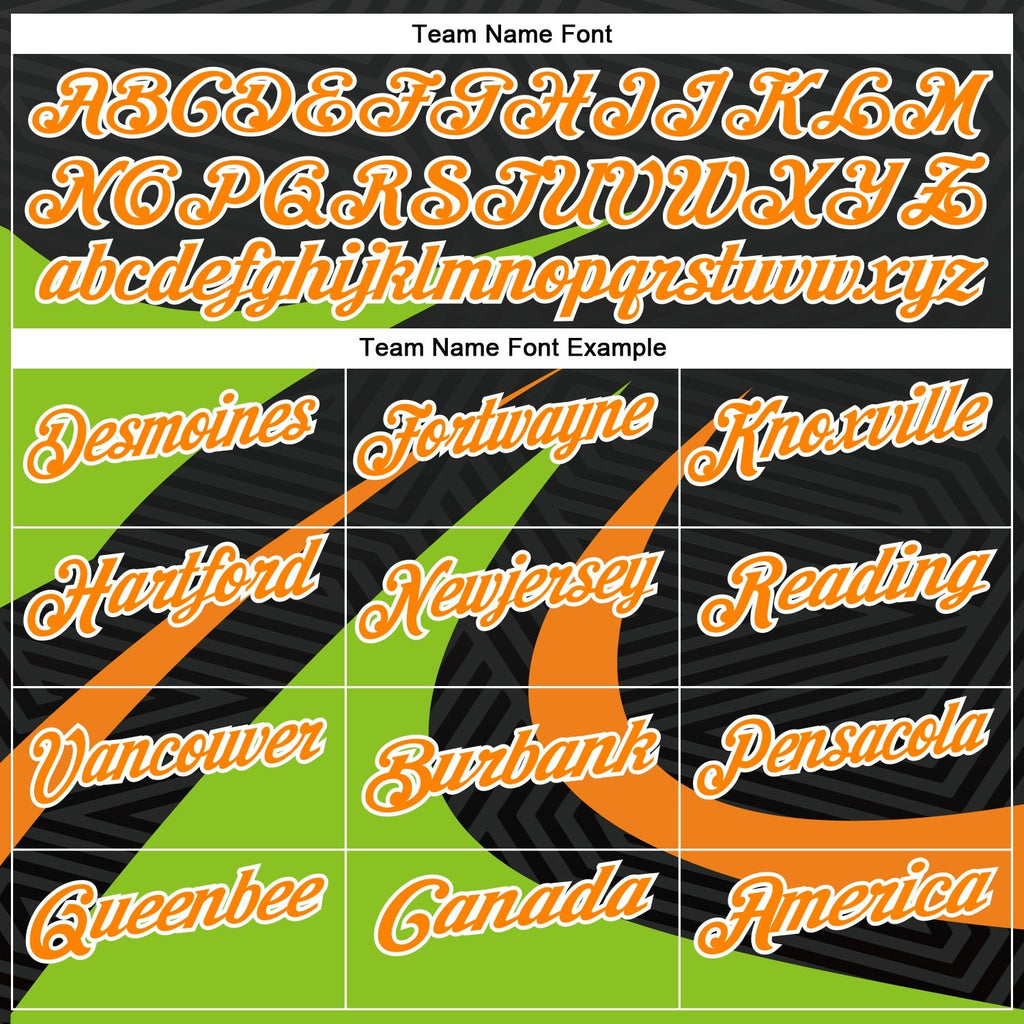 Custom Black Bay Orange-Neon Green 3D Bowling Geometric Shape Performance Polo Shirt photo 4