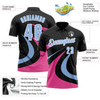 Custom Black Light Blue-Pink 3D Bowling Geometric Shape Performance Polo Shirt photo 3
