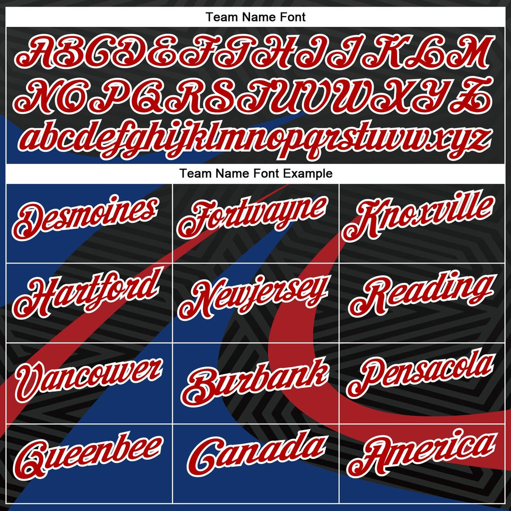 Custom Black Red-Royal 3D Bowling Geometric Shape Performance Polo Shirt photo 4