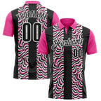 Custom Black Pink-White 3D Bowling Geometric Shape Performance Polo Shirt photo 1