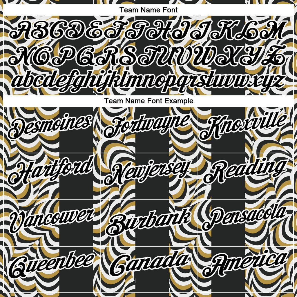 Custom Black Old Gold-White 3D Bowling Geometric Shape Performance Polo Shirt photo 3