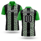 Custom Black Pea Green-White 3D Bowling Geometric Shape Performance Polo Shirt