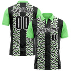 Custom Black Pea Green-White 3D Bowling Geometric Shape Performance Polo Shirt photo 1