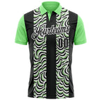 Custom Black Pea Green-White 3D Bowling Geometric Shape Performance Polo Shirt photo 2