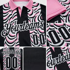Custom Black Light Pink-White 3D Bowling Geometric Shape Performance Polo Shirt detail
