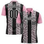Custom Black Light Pink-White 3D Bowling Geometric Shape Performance Polo Shirt photo 1