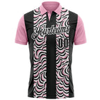 Custom Black Light Pink-White 3D Bowling Geometric Shape Performance Polo Shirt photo 2
