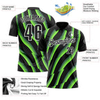 Custom Black Neon Green-White 3D Bowling Geometric Shape Performance Polo Shirt photo 3
