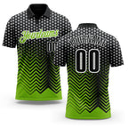 Custom Black Neon Green-Gray 3D Bowling Geometric Shape Performance Polo Shirt