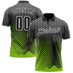 Custom Black Neon Green-Gray 3D Bowling Geometric Shape Performance Polo Shirt photo 1