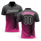 Custom Black Pink-Gray 3D Bowling Geometric Shape Performance Polo Shirt