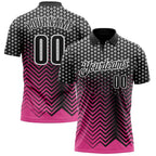 Custom Black Pink-Gray 3D Bowling Geometric Shape Performance Polo Shirt photo 1