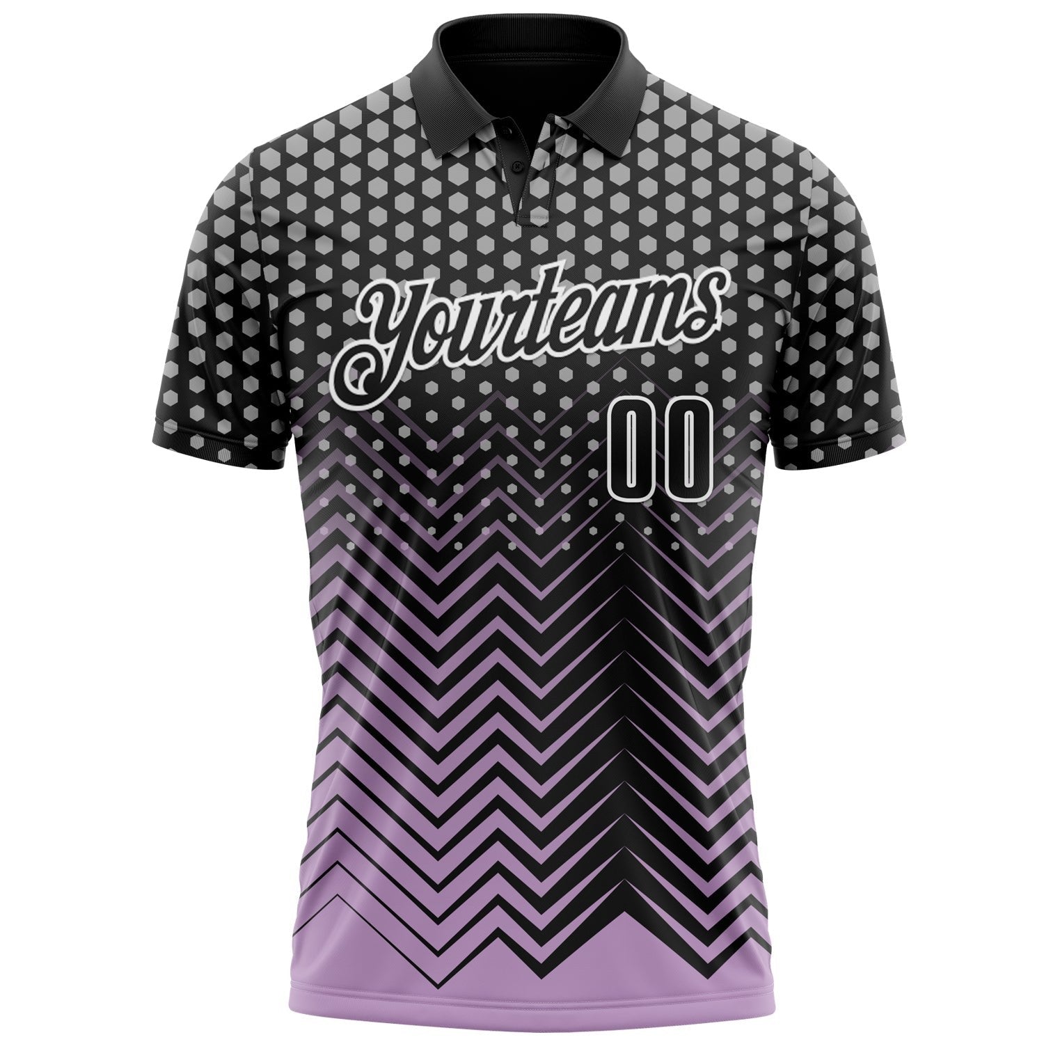 Custom Black Light Purple-Gray 3D Bowling Geometric Shape Performance Polo Shirt photo 2