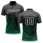 Custom Black Kelly Green-Gray 3D Bowling Geometric Shape Performance Polo Shirt