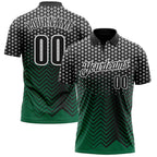 Custom Black Kelly Green-Gray 3D Bowling Geometric Shape Performance Polo Shirt photo 1