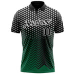 Custom Black Kelly Green-Gray 3D Bowling Geometric Shape Performance Polo Shirt photo 2