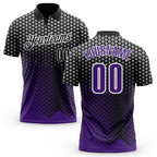 Custom Black Purple-Gray 3D Bowling Geometric Shape Performance Polo Shirt