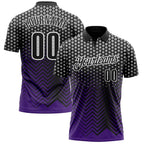 Custom Black Purple-Gray 3D Bowling Geometric Shape Performance Polo Shirt photo 1