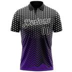 Custom Black Purple-Gray 3D Bowling Geometric Shape Performance Polo Shirt photo 2