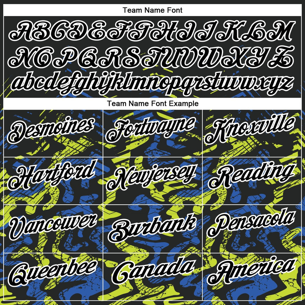 Custom Black Royal-Neon Yellow 3D Bowling Abstract Grunge Art Performance Polo Shirt photo 4