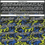 Custom Black Royal-Neon Yellow 3D Bowling Abstract Grunge Art Performance Polo Shirt photo 4