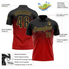 Custom Black Red-Old Gold 3D Pattern Design Gradient Square Shape Performance Polo Shirt photo 4