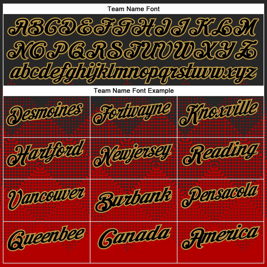 Custom Black Red-Old Gold 3D Pattern Design Gradient Square Shape Performance Polo Shirt photo 5