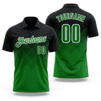 Custom Black Grass Green-White 3D Pattern Design Gradient Square Shape Performance Polo Shirt
