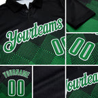 Custom Black Grass Green-White 3D Pattern Design Gradient Square Shape Performance Polo Shirt detail