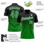 Custom Black Grass Green-White 3D Pattern Design Gradient Square Shape Performance Polo Shirt photo 3