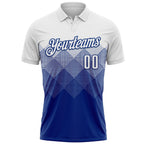 Custom White Royal 3D Pattern Design Gradient Square Shape Performance Polo Shirt photo 2