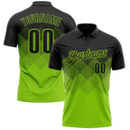 Custom Black Neon Green 3D Pattern Design Gradient Square Shape Performance Polo Shirt photo 1