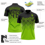 Custom Black Neon Green 3D Pattern Design Gradient Square Shape Performance Polo Shirt photo 3