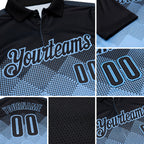 Custom Black Light Blue 3D Pattern Design Gradient Square Shape Performance Polo Shirt detail