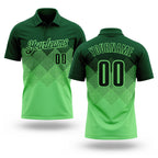 Custom Green Pea Green 3D Pattern Design Gradient Square Shape Performance Polo Shirt