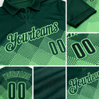 Custom Green Pea Green 3D Pattern Design Gradient Square Shape Performance Polo Shirt detail