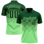 Custom Green Pea Green 3D Pattern Design Gradient Square Shape Performance Polo Shirt photo 1