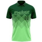 Custom Green Pea Green 3D Pattern Design Gradient Square Shape Performance Polo Shirt photo 2