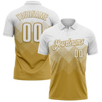 Custom White Old Gold 3D Pattern Design Gradient Square Shape Performance Polo Shirt photo 1