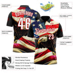 Custom Black White Red 3D Bowling American Flag Eagle Performance Polo Shirt photo 3