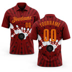 Custom Crimson Bay Orange 3D Bowling Star Performance Polo Shirt