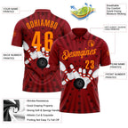 Custom Crimson Bay Orange 3D Bowling Star Performance Polo Shirt photo 3