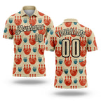 Custom Cream Black 3D Bowling Performance Polo Shirt