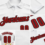 Custom White Red-Black 3D Bowling Performance Polo Shirt detail
