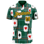 Custom Green Yellow-Black 3D Poker Performance Polo Shirt photo 2